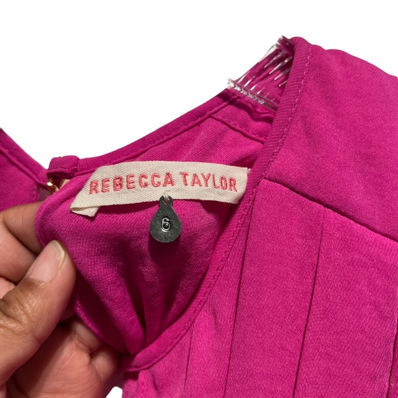 Rebecca Taylor Hot Pink Deep-V Chiffon Dress - Picture 7 of 12